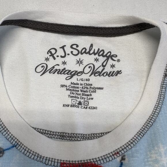 PJ Salvage Retro Ski Girls 2 pc. Vintage Velour Waffle Pajama Set Blue Size L - Picture 3 of 14